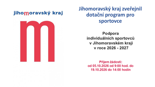 Podpora individuálních sportovců v Jihomoravském kraje 2026-2027 Podpora individuálních sportovců v Jihomoravském kraje 2026-2027